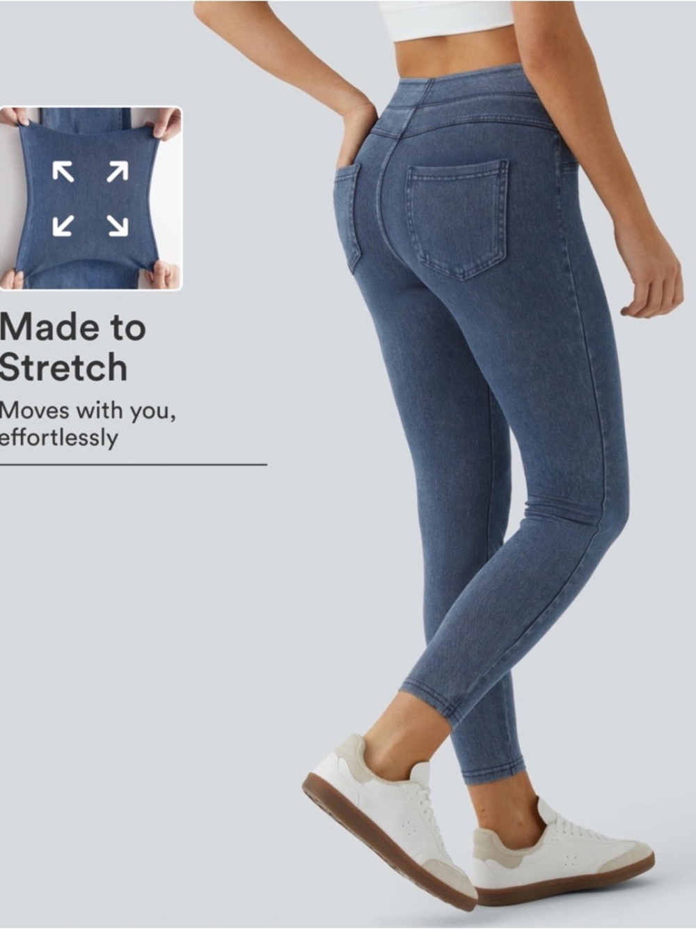 HALARA Blue High-Waist Stretch Leggings
